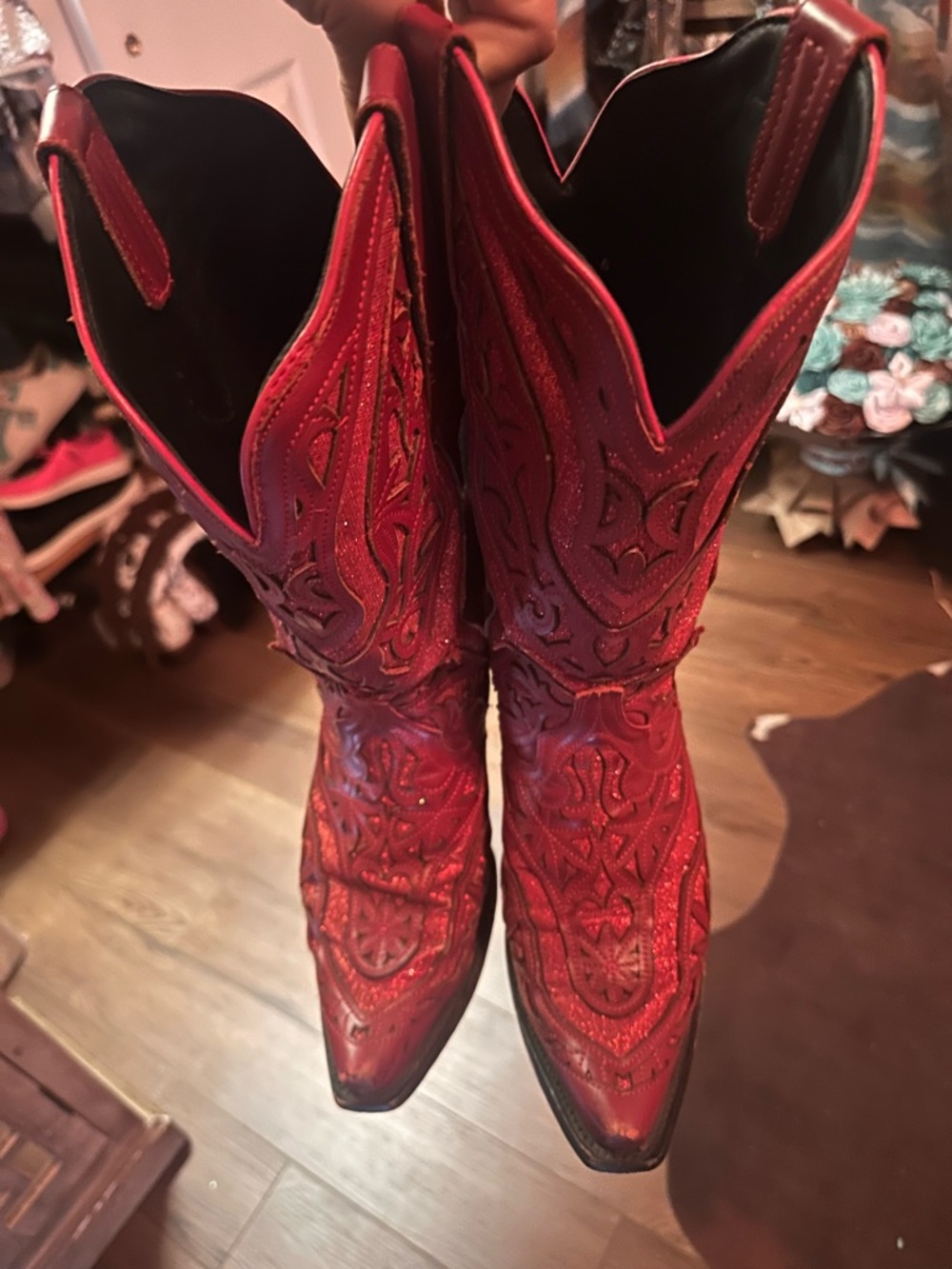 J.B. Dillon Red Embroidered Western Boots